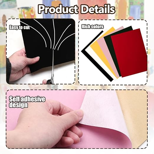 Biaungdo Pink Self Adhesive Felt Sheets, 8 x 12 Inch, Felts Fabric - Image 4