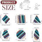 FASHEWELRY Striped Resin Wood Earrings Charms Cyan Rhombus Teardrop Flat Round - Image 7