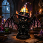 Resin Black Cat Witch Hat Table Lamp by Unknown