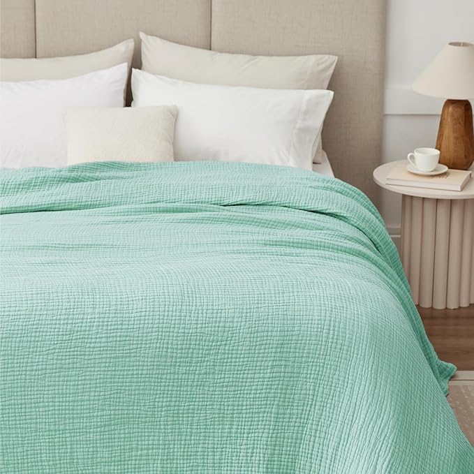 100% Cotton Muslin Blanket Queen 90" x 90", Breathable and Lightweight Cotton - Image 7