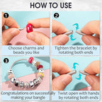 20 Pieces Snake Charm Bracelet, 4mm Expandable Charm Bangle Bracelets Silver - Image 6