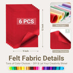 Red Soft Felt Sheets for Crafts, 1.6mm Thick, Kids' Crafts, DIY Projects - Image 2