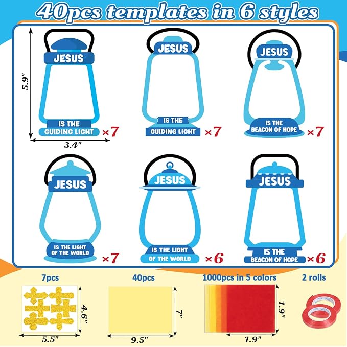 40PCS Sunday School VBS Crafts Bulk: Paper Oil-Lamp Nativity Suncatchers - Image 4