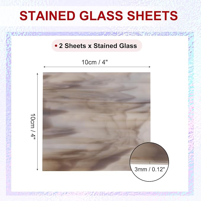 PATIKIL 4 x 4 Inch Transparent Stained Glass Sheets, 2 Sheets Mosaic Glass - Image 2