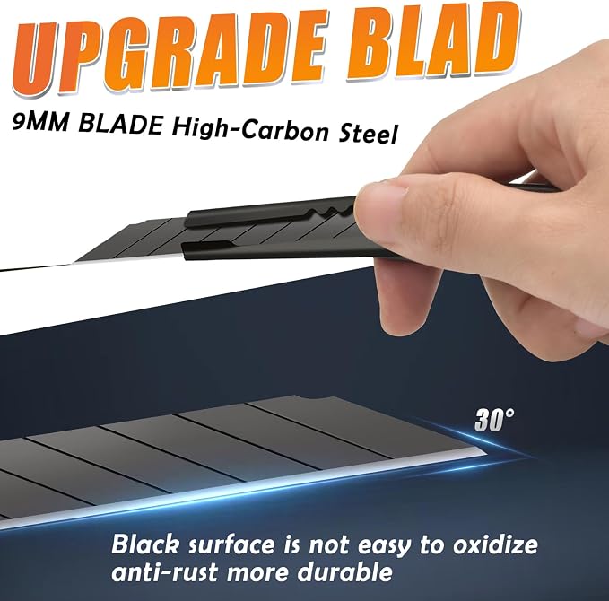 6 Pack Utility Knife Box Cutter Retractable, 9MM Snap-Off Exacto Knife Blades - Image 2