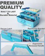 TERGOO 12in 3-Layer Plastic Craft Organizers and Storage, Portable Folding - Image 3