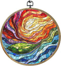 Colorful Boho Rainbow Geometric Spiral Sun Art Gift Framed Round Wall Decor by Unknown