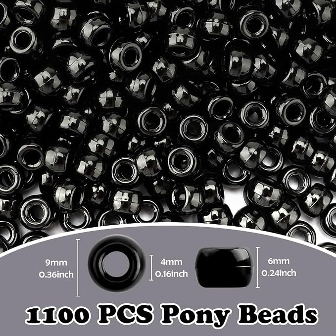 QPIXVB 1100PCS Pony Beads Black, Beads - Image 2