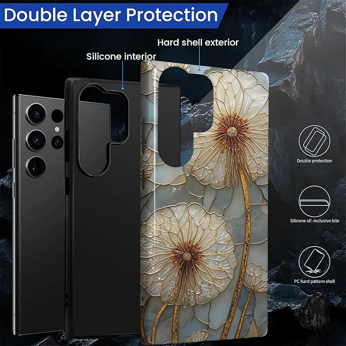 for Samsung Galaxy S23 Ultra Case, Dandelion Stained Glass Pattern Glossy 2 in - Image 2