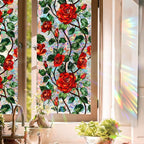 Retro Flower Window Privacy Film, Stained Glass Decals Chinese Red Rose Privacy - Image 5