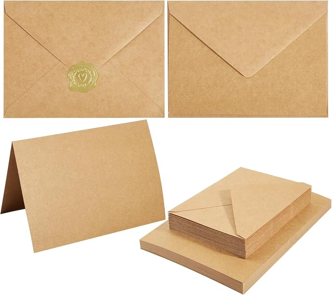 50 Pack Kraft Paper A7 Envelopes by Toperd