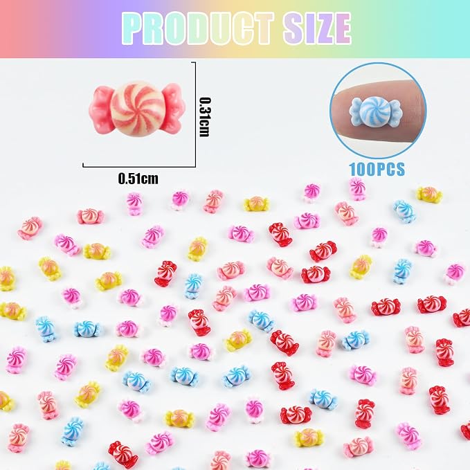 100 Pieces Tiny Candy for Dollhouse Miniatures Resin Food for Crafts Mini Candy - Image 3