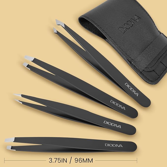 4-Pack Tweezers for Eyebrows Facial Hair, Ingrown Hair Removal, Tweezer Set - Image 8