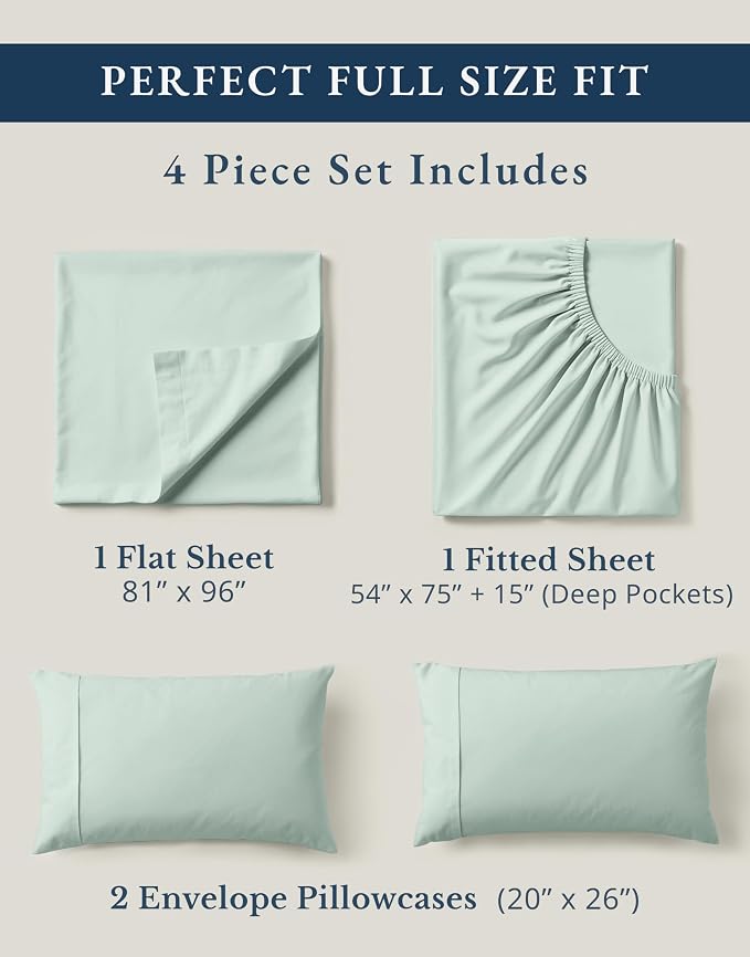 LANE LINEN 100% Organic Cotton Full Sheets Set, Soft & Comfy Percale Weave - Image 4