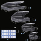 24 Pack Mixed Sizes Rectangular Mini Plastic Containers Clear Plastic Storage - Image 2