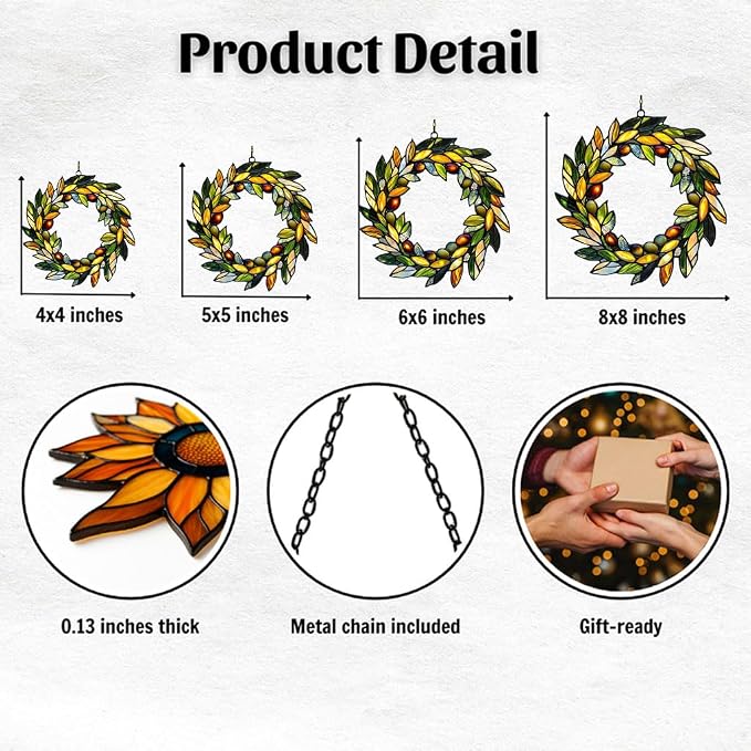 Mistletoe Wreath Acrylic Suncatcher Stained Glass Effect Window Car Hanging - Image 2