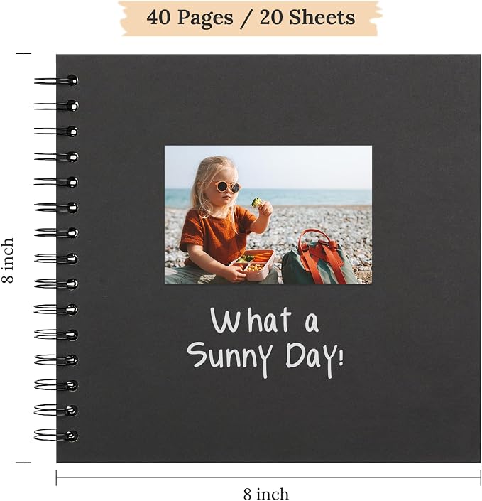 Scrapbook 8x8 Inch DIY Scrapbook Album Hardcover Kraft Paper 40 pages/20 sheets - Image 2