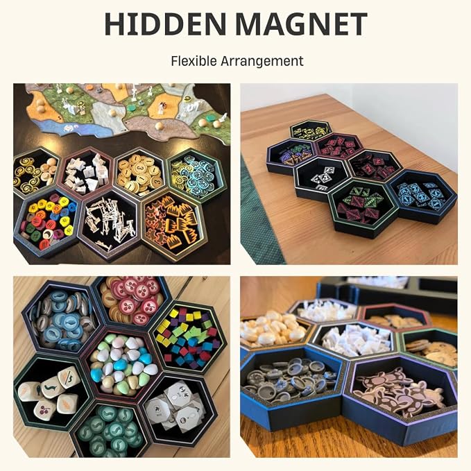 Magnetic Board Game Storage Trays, Hexagonal Modular Organizer, Flexibility - Image 7