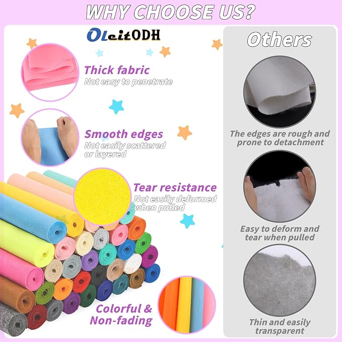 36 Rolls Craft Felt Fabric Sheets 8 x 35 Inch 1mm Felt Sheets | 36 Assorted - Image 5