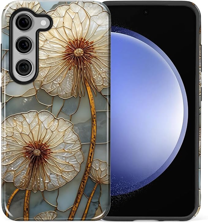 for Samsung Galaxy S23 Plus Case, Dandelion Stained Glass Pattern Glossy 2 in 1 - Image 2