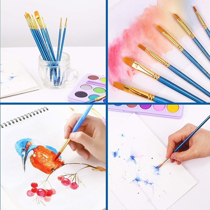 AROIC Paint Brush Set, 3 Pack 30 Pcs Acrylic Paint Brushes Artist Paint Brushes - Image 6