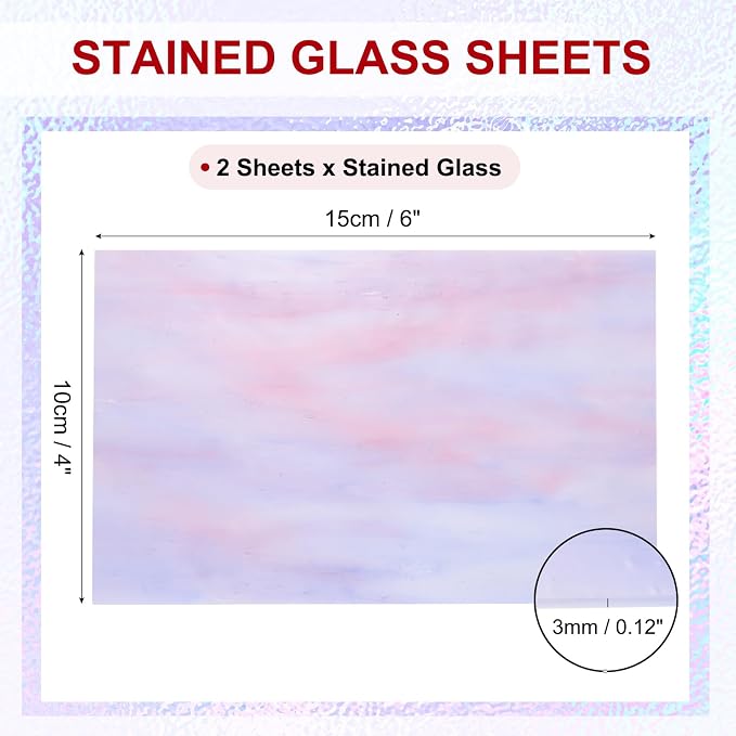 PATIKIL 4 x 6 Inch Transparent Stained Glass Sheets, 2 Sheets Mosaic Glass - Image 2