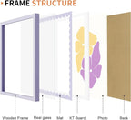 11x14 Picture Frame with Wavy Mat, Wooden Real Glass 11 x 14 Photo Frame - Image 5