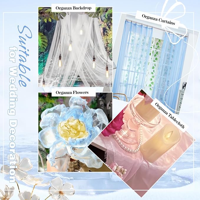 VACVELT Light Blue Sheer Organza Fabric by The Yard 60" Wide | Semi-Transparent - Image 5