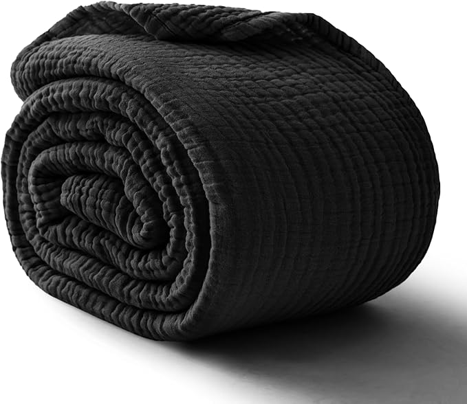 100% Cotton Muslin Blanket Queen 90" x 90", 6 Layers Breathable and Lightweight by Kozyhvn