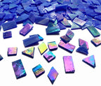 Magic Iridescent Blue Stained Glass Mosaic Tiles, 280 Pieces Mixed 4 Shapes - Image 3