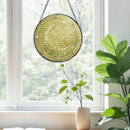 Stained Glass Window Hanging, Crescent Moon Sun Catchers Stained Glass Panels - Image 5