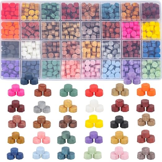 Metallic Assorted Wax Seal Beads, 832 Pieces Octagon Sealing Wax Pellets in 32 - Image 3