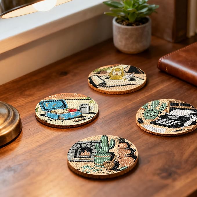 DOZEEZOP 8-Pack Diamond Art Coaster Kit - Image 4
