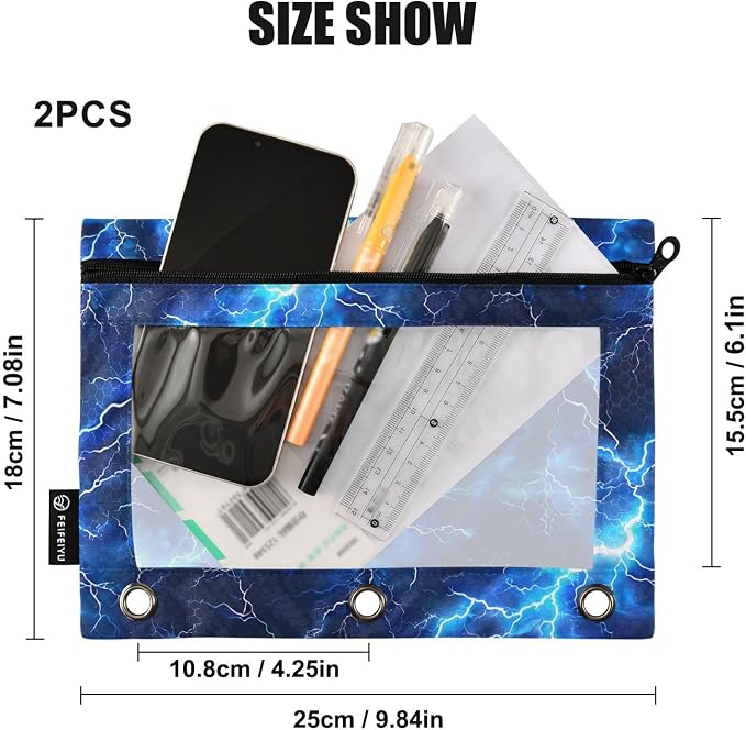 Blue Electric Lightning Pencil Pouch - Image 3