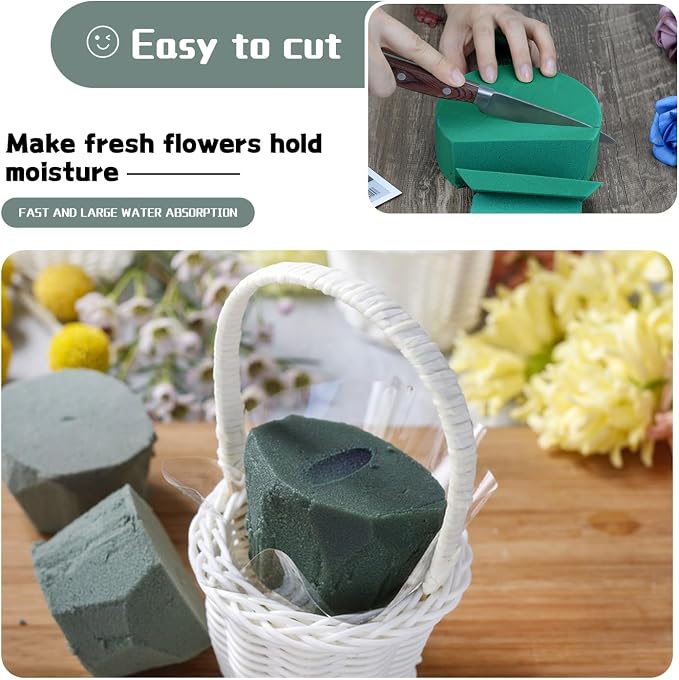4Pcs Floral Foam Round SUPKING 3.15" Small Green Wet Dry Flower Foam Blocks - Image 3