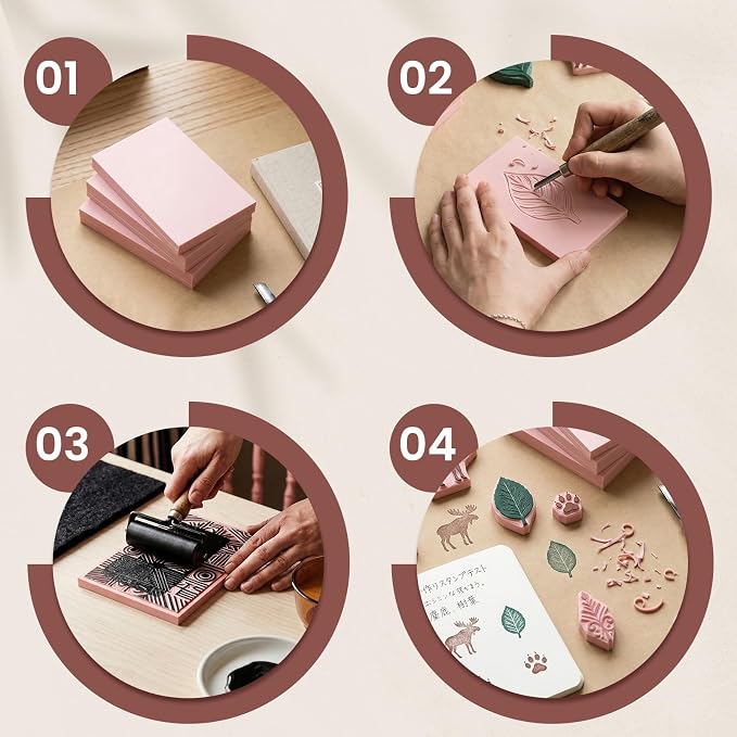 LINSIRON Linoleum Blocks for Printmaking Supplies, Soft Stamp Making Kit for - Image 4