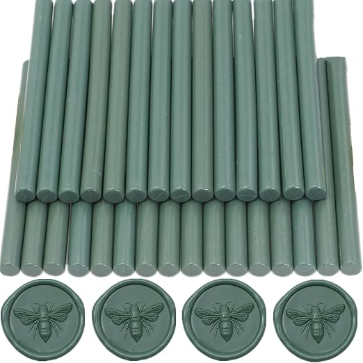 Olive Green Wax Seal Sticks, Sealingwax Gunsticks Set Wedding Invitations by ONWINPOR