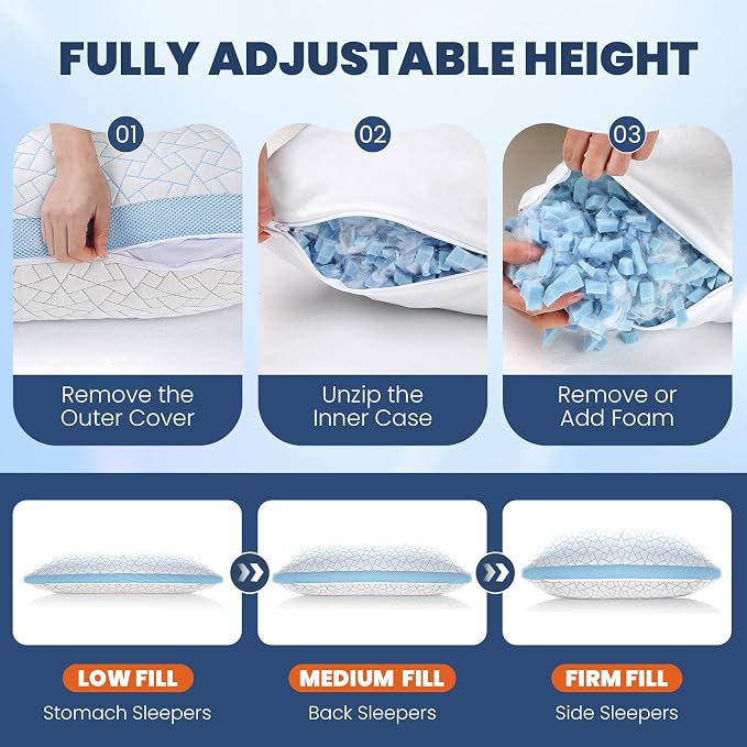 A-Pce Adjustable Pillow, Queen Size Bed Pillows - Image 6
