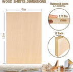 12 Pack Basswood Sheets 9"x12"x1/13, 2mm Basswood - Image 2
