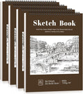 4 Pack Sketch Book, 9 x 12 Inch Sketchbook, 68lb/100gsm Top Spiral Bound Sketch by Prudiut