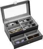 ProCase 12 Slots Sunglasses Organizer, 2 Layer Sunglass Case, Leather Eyeglass by ProCase