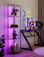 Display Shelf with RGBW Light, Color Changing Curio Cabinet Floor Lamp with - Image 6