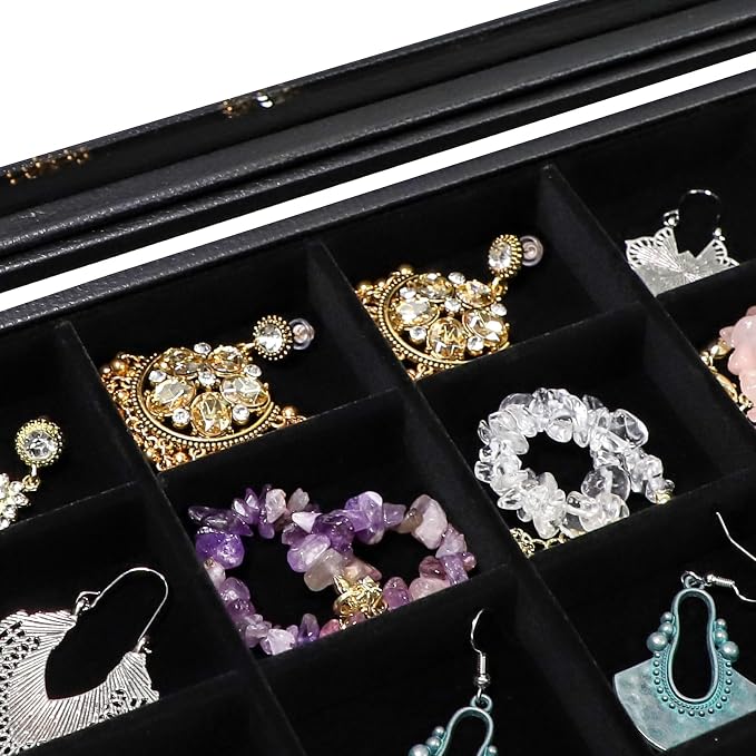 Wudygirl 30 Grid Jewelry Organizer Clear Lid Jewelry Tray Stackable Jewelry - Image 3
