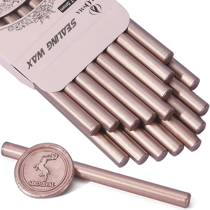 TELOSMA 16 Pcs Champagne Mini Wax Seal Sticks, Wine Packages, Cards & Gift by TELOSMA