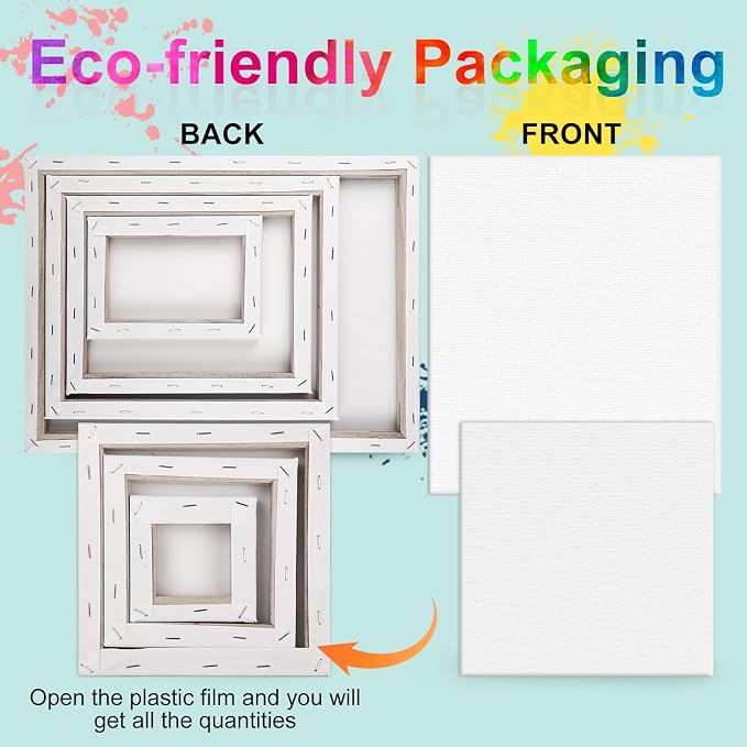 14 Packs Stretched Canvas for Painting, Primed Blank Canvas for Oil, Acrylic - Image 2