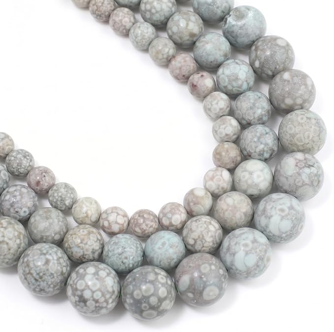 48pcs Natural Matte Cyan YuHua Gemstone Beads，8mm Frosted Round Loose Stone by Yochus