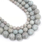 60pcs Natural Matte Cyan YuHua Gemstone Beads，6mm Frosted Round Loose Stone by Yochus