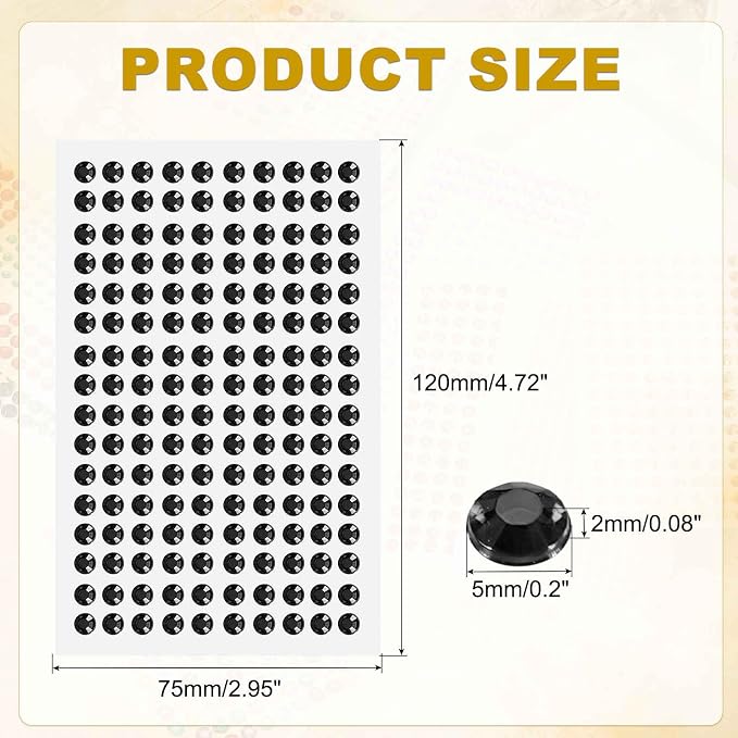 HARFINGTON 5 Sheet/800pcs Rhinestone Adhesive Stickers Self Adhesive Acrylic - Image 2