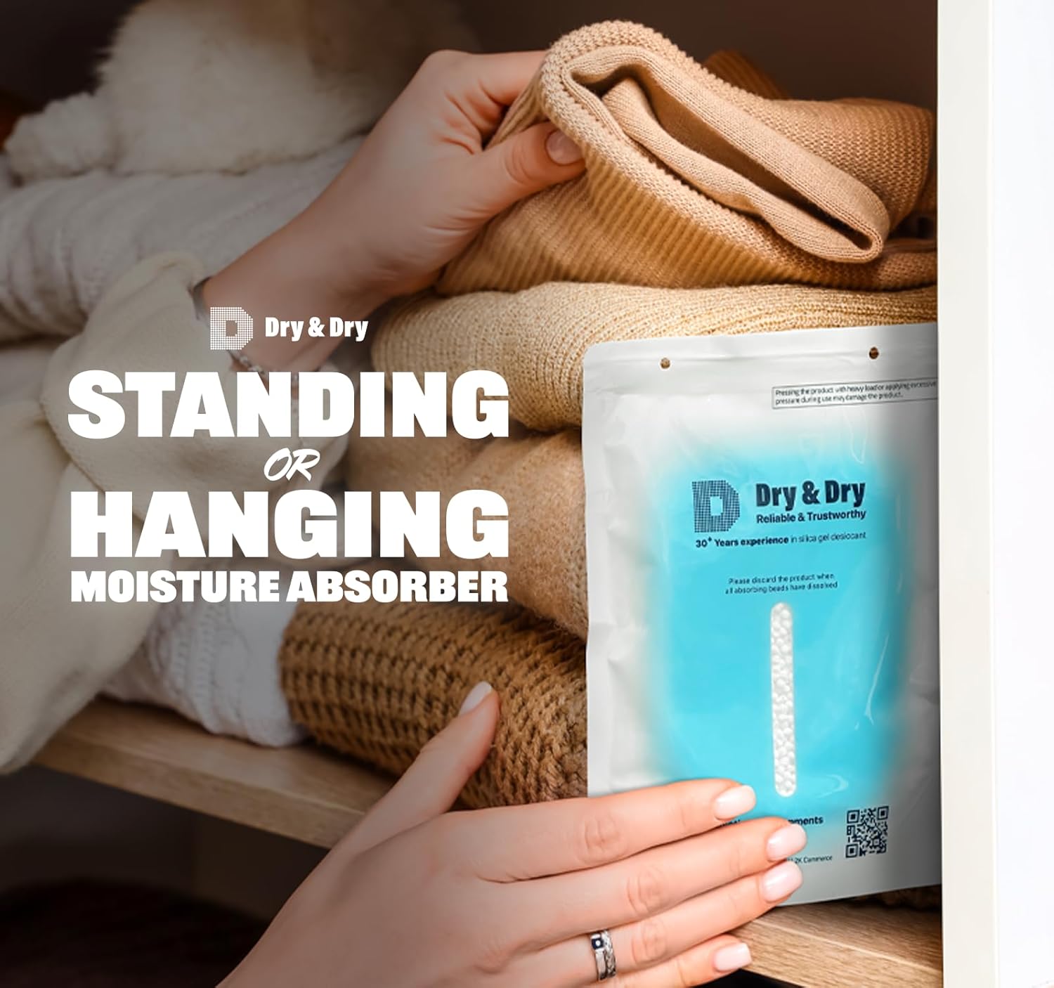 Dry & Dry 100 Packs Hybrid Moisture Absorbers & Musty Odor Eliminator Dehumidifier to Control Excess Moisture for Basements, Closets, Bathrooms, Laundry Rooms. Moisture Absorbers