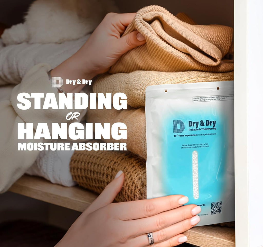 Dry & Dry 20 Packs Hybrid Moisture Absorbers & Musty Odor Eliminator Dehumidifier to Control Excess Moisture for Basements, Closets, Bathrooms, Laundry Rooms. Moisture Absorbers